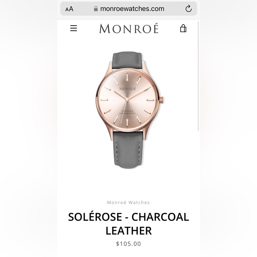 New!! Monroe Rose Gold and Grey Watch